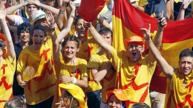Asistentes a la Jornada Mundial de la Juventud (JMJ) que se celebró en Madrid el pasado mes de agosto, con ocasión de la visita del Papa