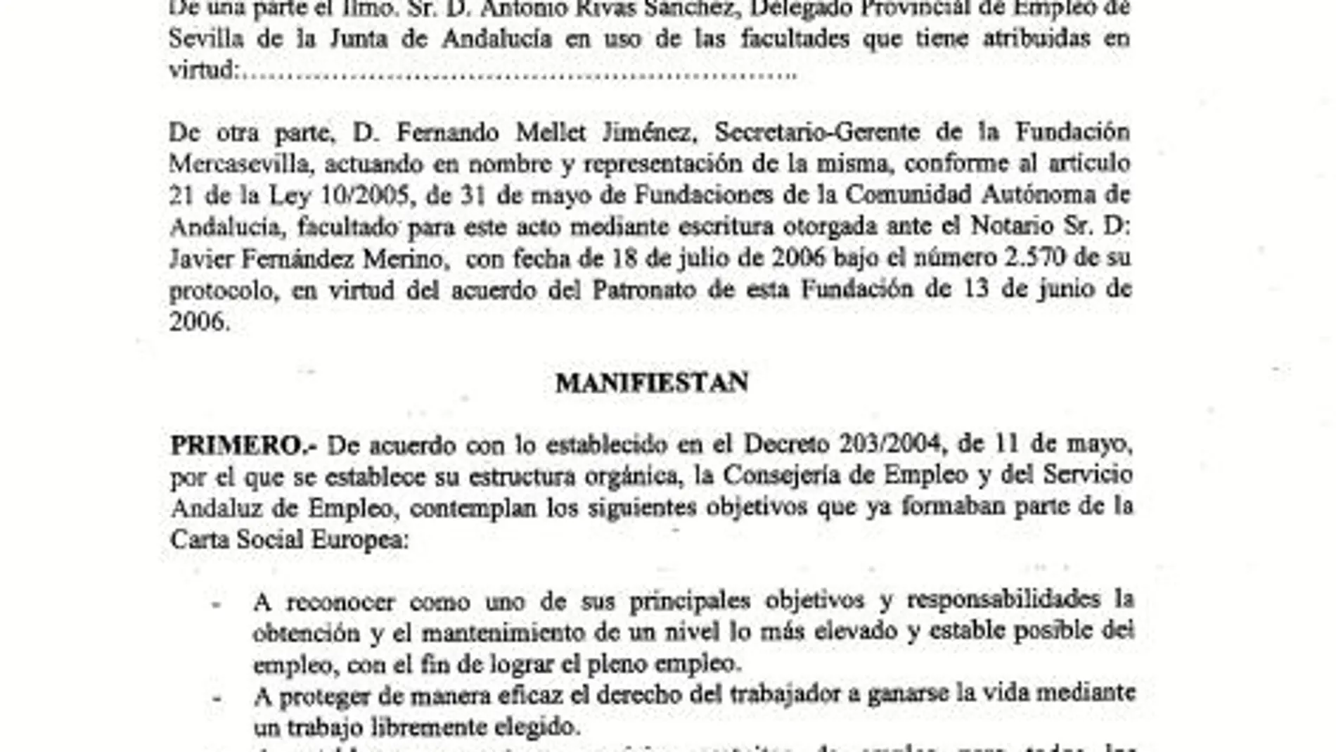 Varios documentos muestran que Mellet pidió la subvención a Empleo en 2006