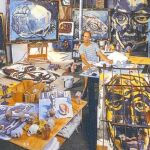 El artista rodeado de sus obras en su estudio de Nueva York en 1986