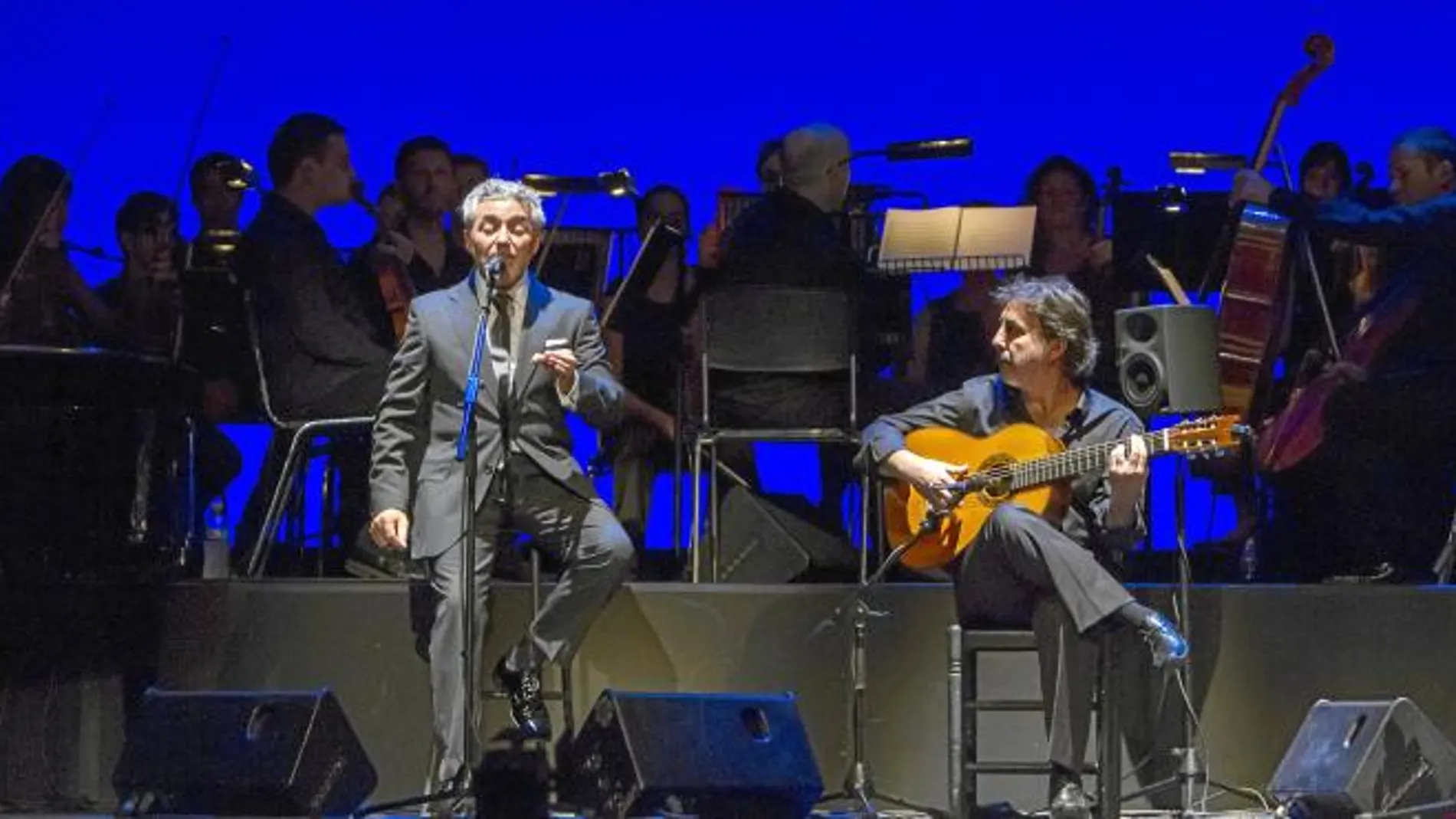El cantaor Segundo Falcón, ayer en un espectáculo de la Bienal de Flamenco