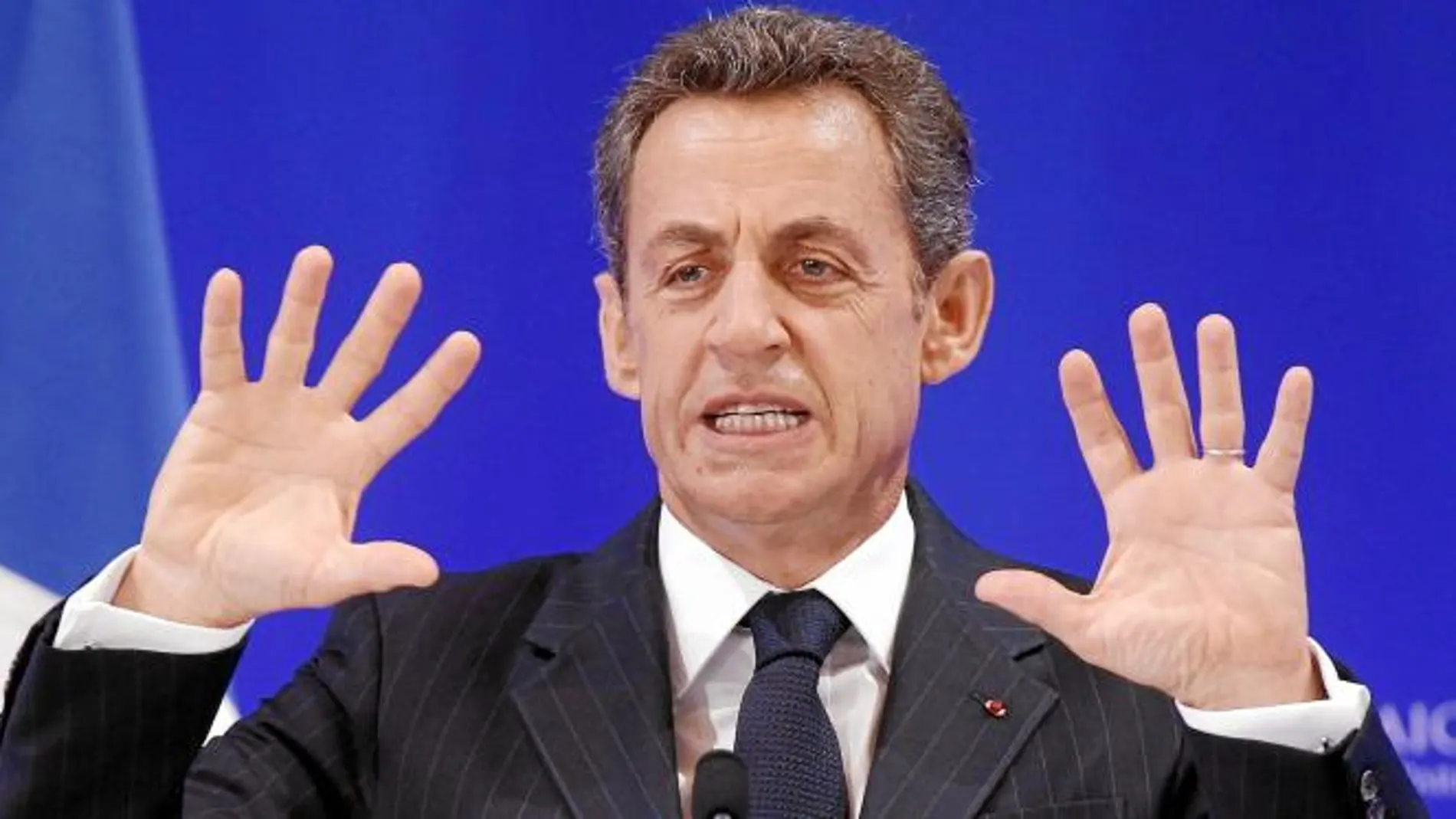 El presidente francés, Nicolas Sarkozy, ayer durante una conferencia en la Universidad París II