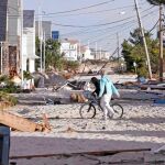 Una de las calles devastadas por el huracán en Nueva Jersey
