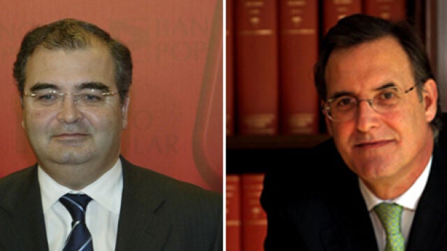 Angel Ron, presidente del Banco Popular (izda) y José María Arias Mosquera, presidente del Banco Pastor