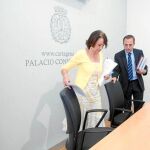 Fátima Suanzes y Francisco Espejo, durante la comparecencia en Cartagena