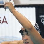 La nadadora española, Mireia Belmonte, tras ganar la medalla de plata en los 800 metros libres