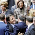El grupo popular mostró a su llegada al Hemiciclo su alegría por los resultados de las elecciones