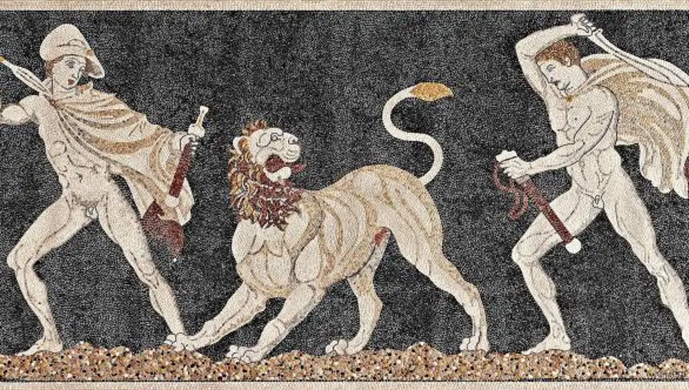 Uno de los mosaicos que se pueden contemplar en la exposición «En el reino de Alejandro Magno»