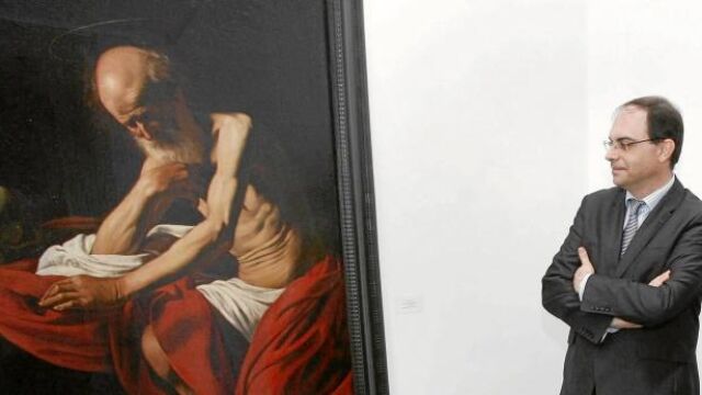 El presidente de la Fundación Cajamurcia, Pascual Martínez, durante una exposición en Las Claras