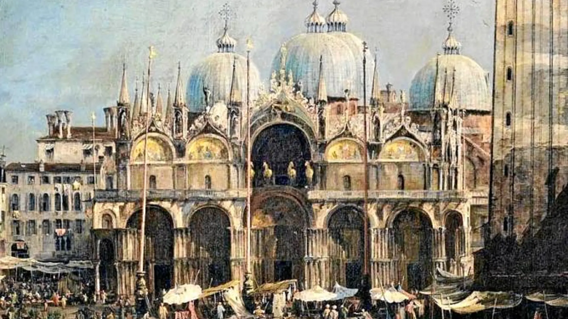 Detalle de «La Plaza de San Marcos en Venecia», de Cannaleto, que forma parte de la exposición que se podrá ver en los Centros de Integración de Inmigrantes