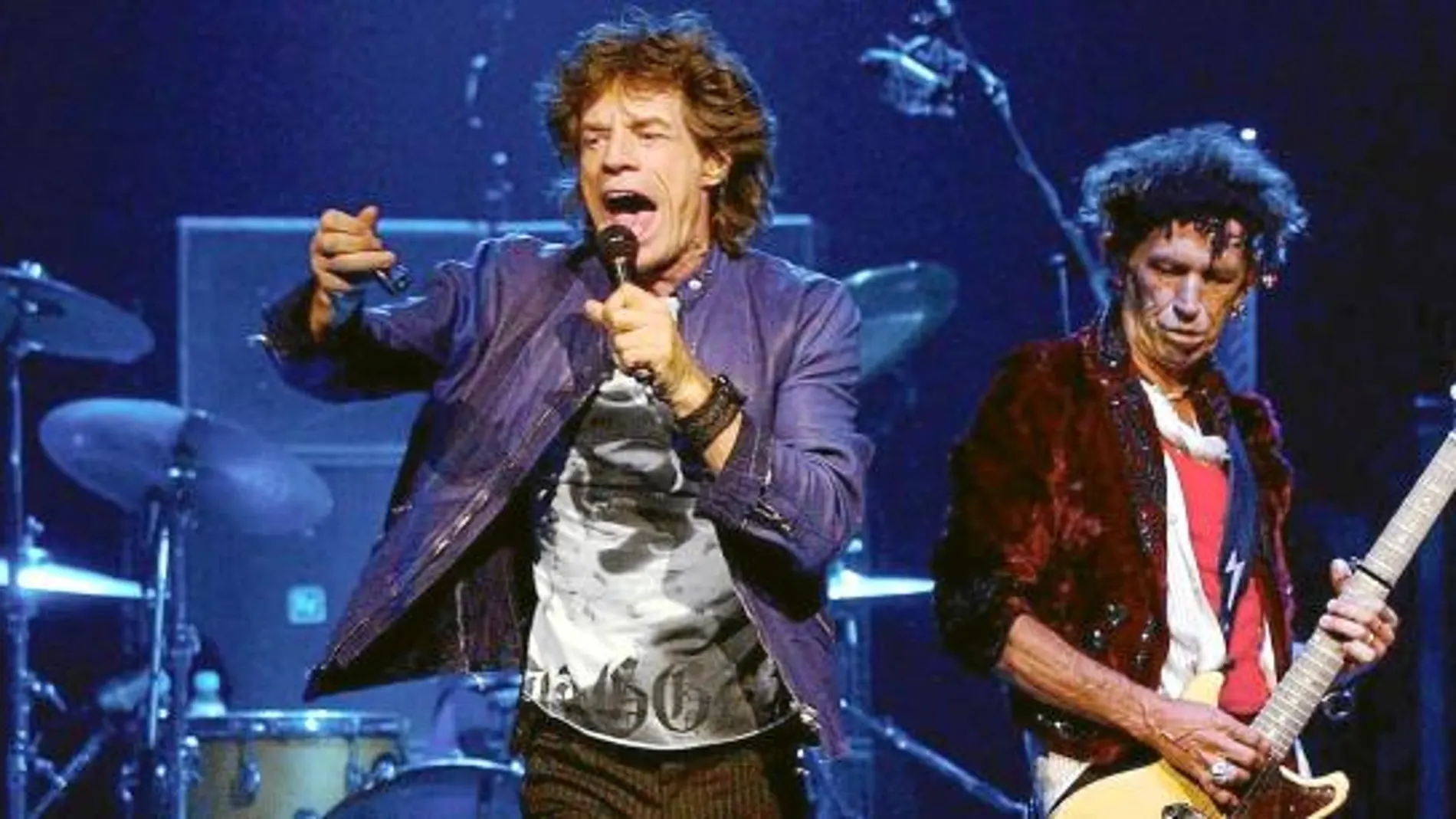 Mick Jagger (izda.) y Keith Richards (dcha.), en Sidney en 2003