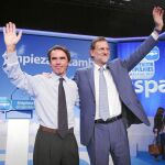 Rajoy y Aznar, en la imagen en una Convención Nacional del PP, declaran mañana como testigos en el juicio de la "caja B" del partido