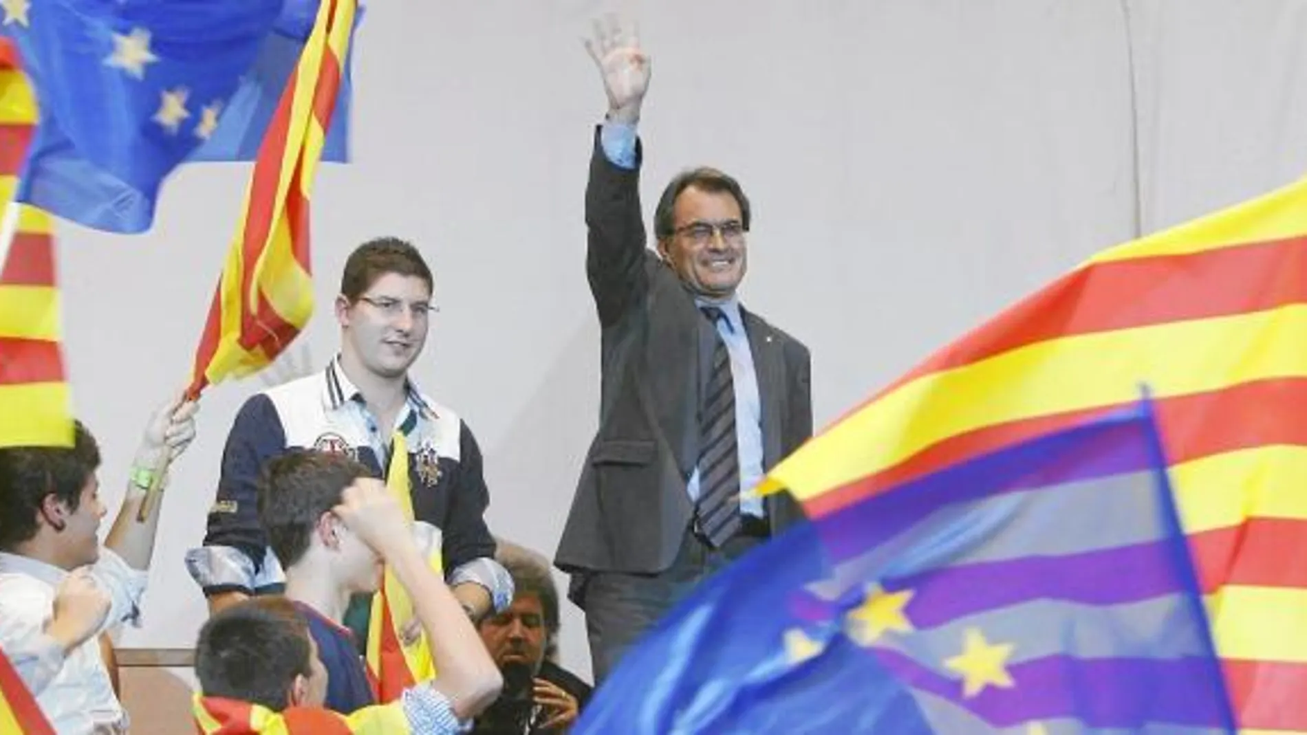 Artur Mas durante el mitin que protagonizó por la mañana en Barcelona