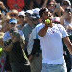 Nadal, durante un entrenamiento en Indian Wells