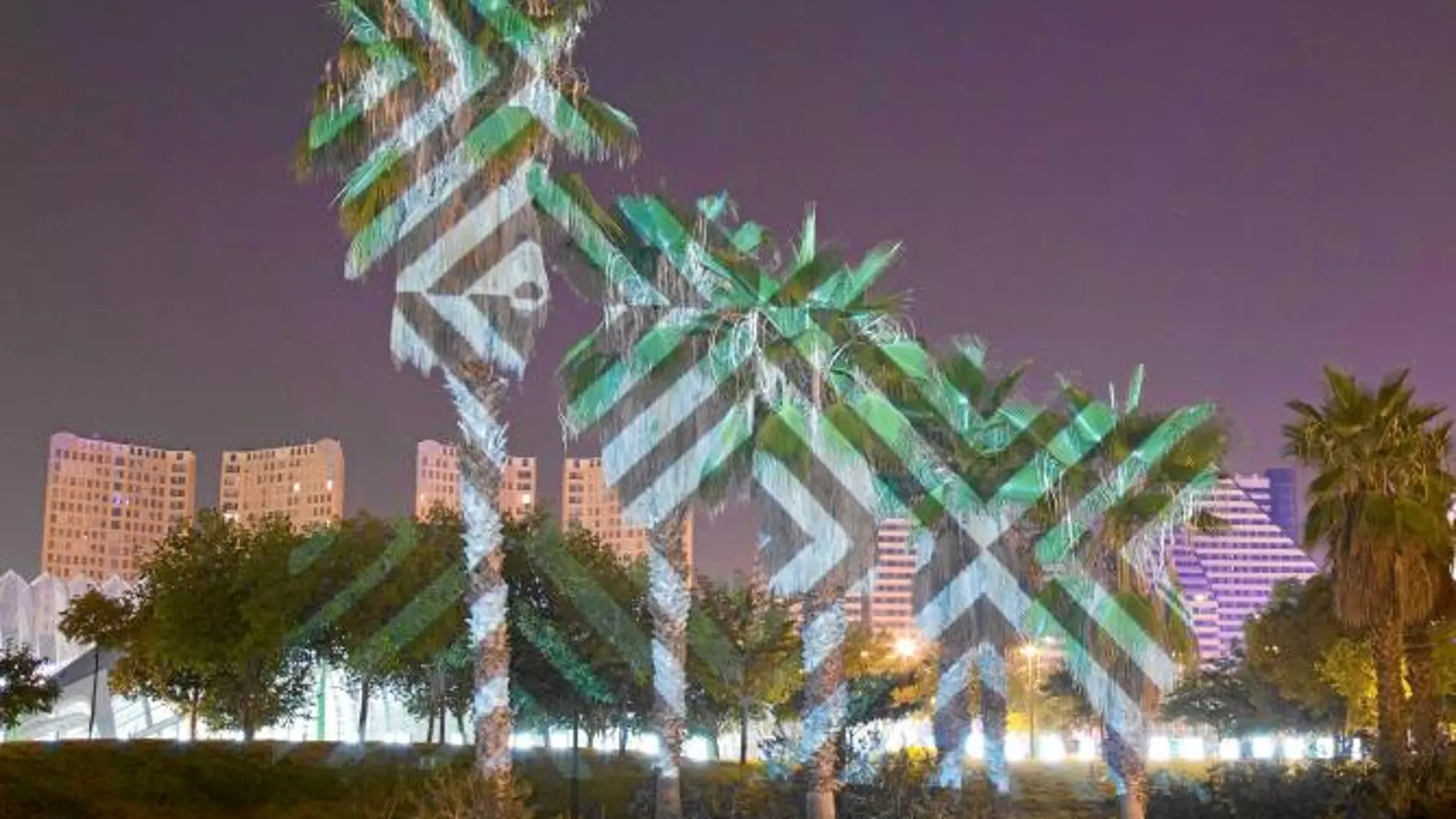 Ocho instalaciones geométricas de luz se proyectarán sobre los árboles de los Jardines del Turia de Valencia