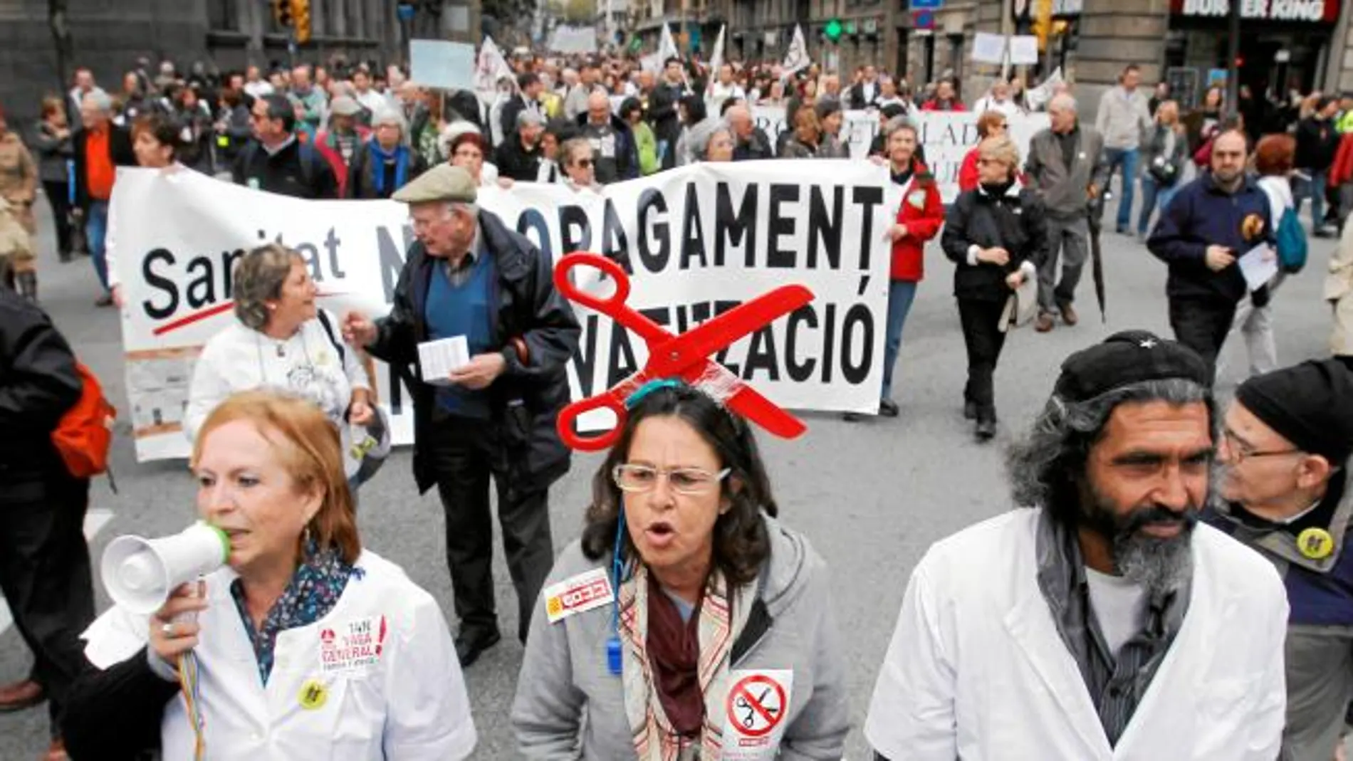Imagen de la protesta de ayer en Barcelona