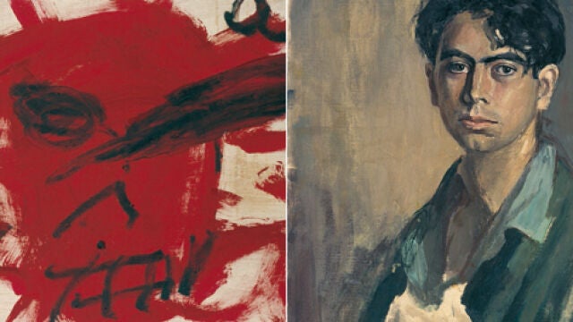 «Cabeza roja», una obra de Tàpies realizada hace cuatro años. Un autorretrato de juventud del artista