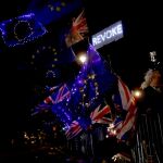Manifestantes partidarios de la Unión Europea, ayer frente al Parlamento británico