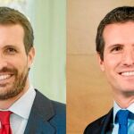 Pablo Casado, ayer, con barba, y en una imagen reciente afeitado. Hagan apuestas. El líder popular ganó en madurez sin perder frescura.