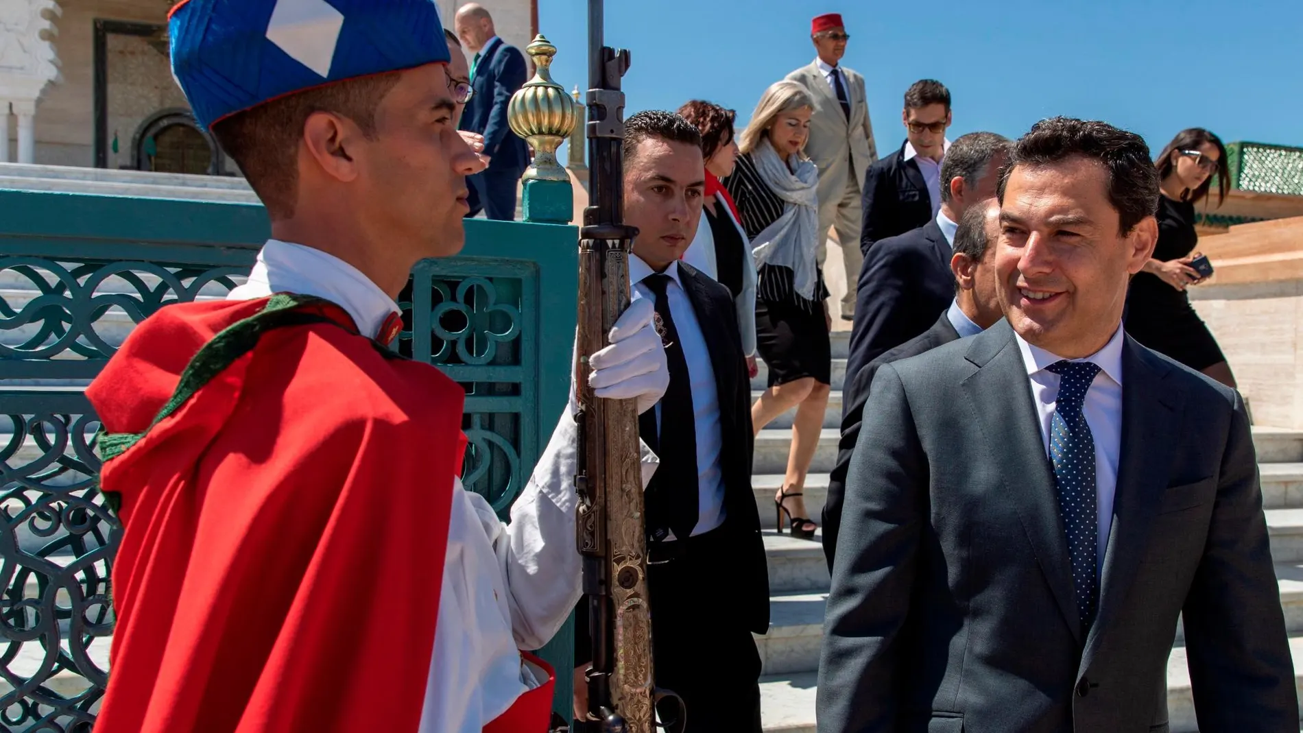 El presidente de la Junta, Juanma Moreno, en Rabat durante su primer viaje oficial al extranjero /Foto: EFE