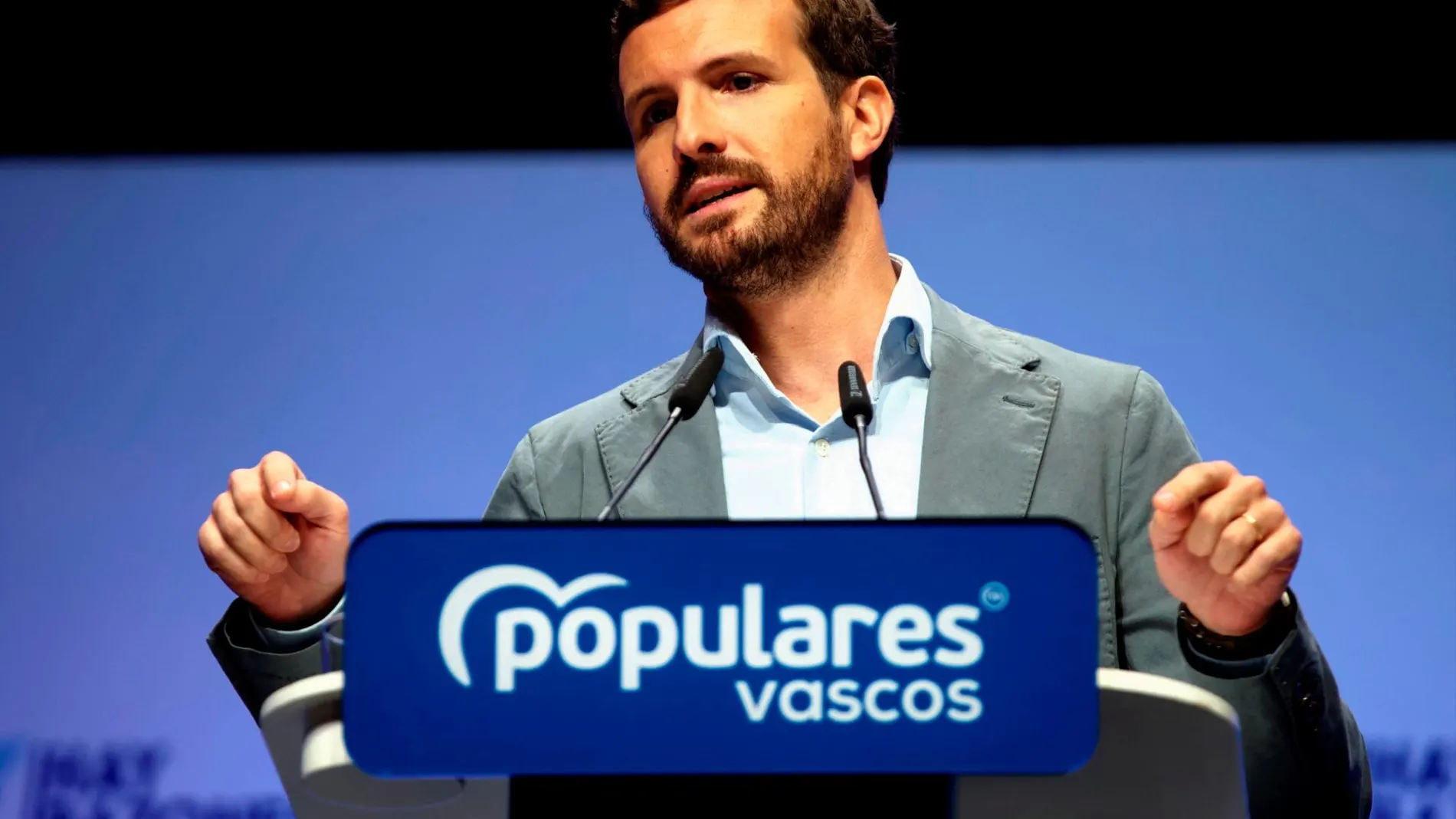 Pablo Casado durante su intervención en la Convención del PP vasco/ EFE