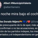 Tuit de la amenaza proferida por Albert Lameiro contra Álex Dorado Nájera / Twitter