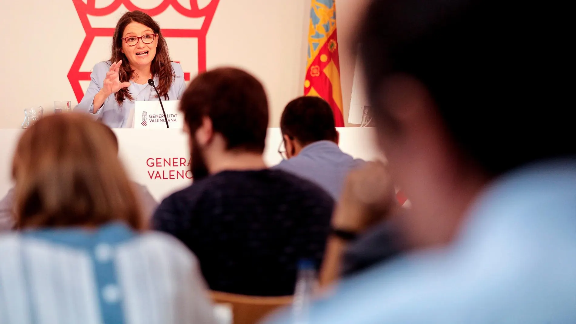 La vicepresidenta del Consell, Mónica Oltra, en la rueda de prensa posterior al pleno