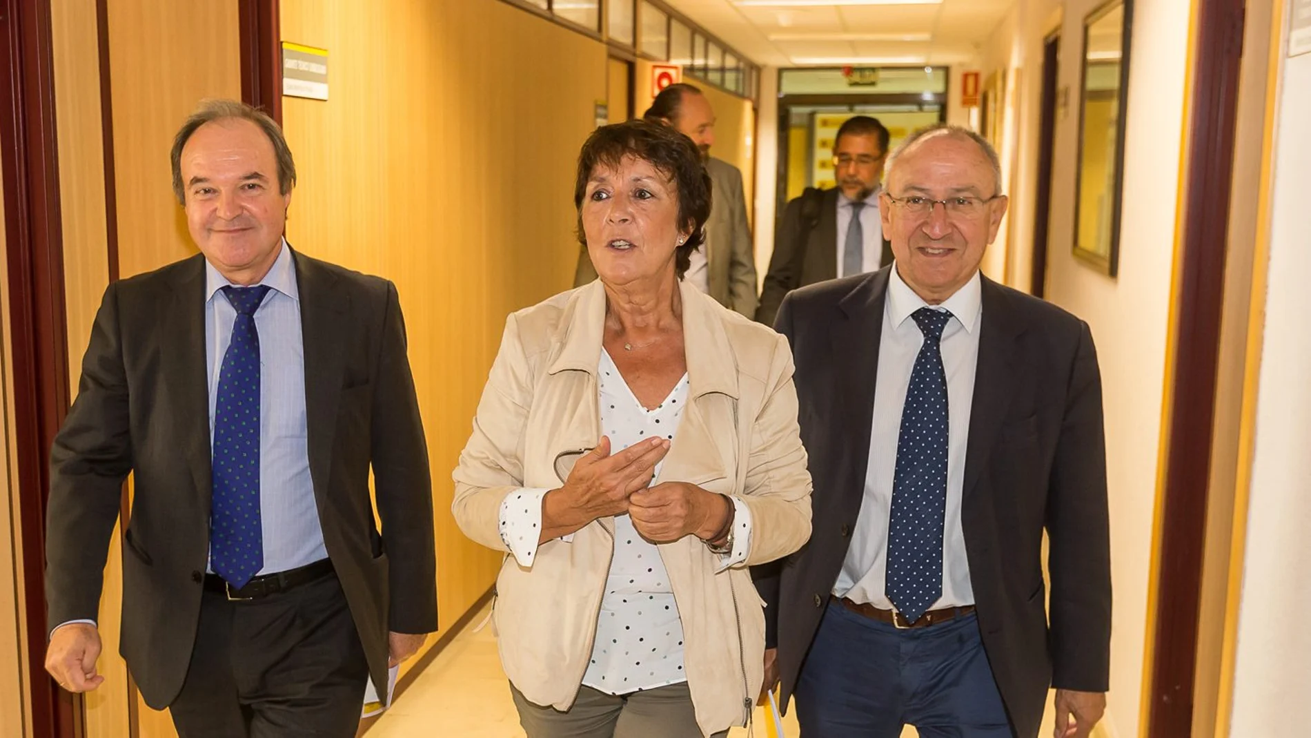 La delegada del Gobierno, Mercedes Martín, informa del cambio de frecuencias junto a Emilio Álvarez y Antonio Fernández-Paniagua