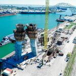 Proceso de construcción del Harbor Bridge en EE UU