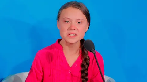 Greta Thunberg durante su intervención en la cumbre/Reuters