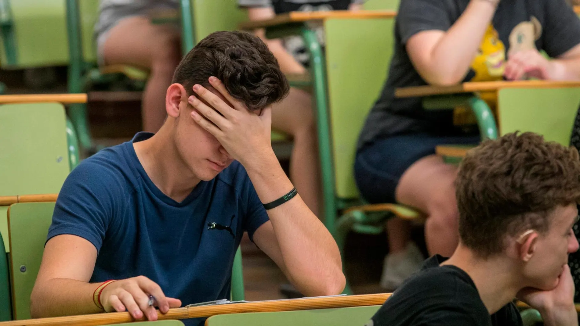 Un estudiante antes de afrontar un examen