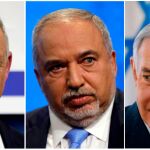 Benny Gantz, Avigdor Lieberman y Benjamin Netanyahu/Reuters