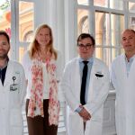 Javier García-Corbacho, Iris Faull, Antonio Martínez y Aleix Prat celebran el acuerdo que permite dar un paso en la lucha contra el cáncer