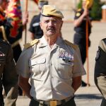 Toma de posesión del teniente coronel José Alberto Barja Navarro, como nuevo mando del V Batallón de Intervención en Emergencias de la Unidad Militar de Emergencias con sede en Ferral del Bernesga. Junto a él, el teniente general Miguel Alcañiz, jefe de la UME y el teniente coronel Álvaro Díaz, anterior jefe del V Batallón