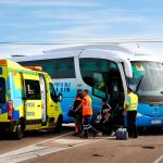 Imagen del accidente entre un autobús escolar y un camión en Salamanca