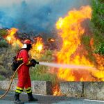 Los cuerpos de bomberos, principales protagonistas en la lucha por extinguir el fuego / Efe
