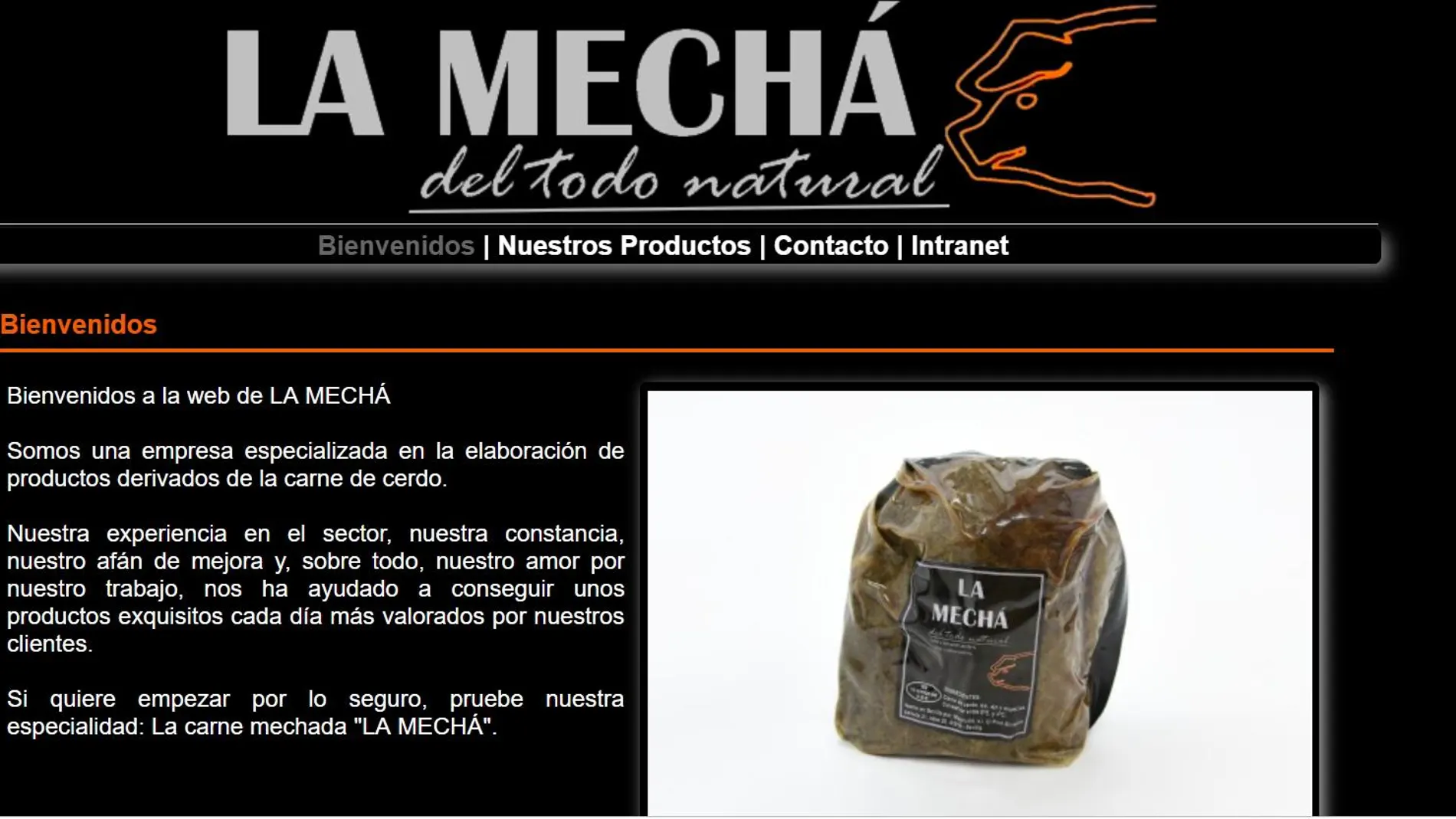 La página web de Magrudis, con la carne mechada / Foto: La Razón