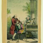 Gráfica de Louis de Carmontelle con Leopold Mozart enseñando a su hijo al piano