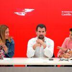 El secretario general del PSOE de Castilla y León, Luis Tudanca, comparece junto a Ana Sánchez y Virginia Barcones