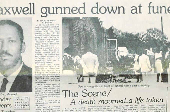 Un recorte de prensa que recoge la muerte de Maxwell de tres disparos