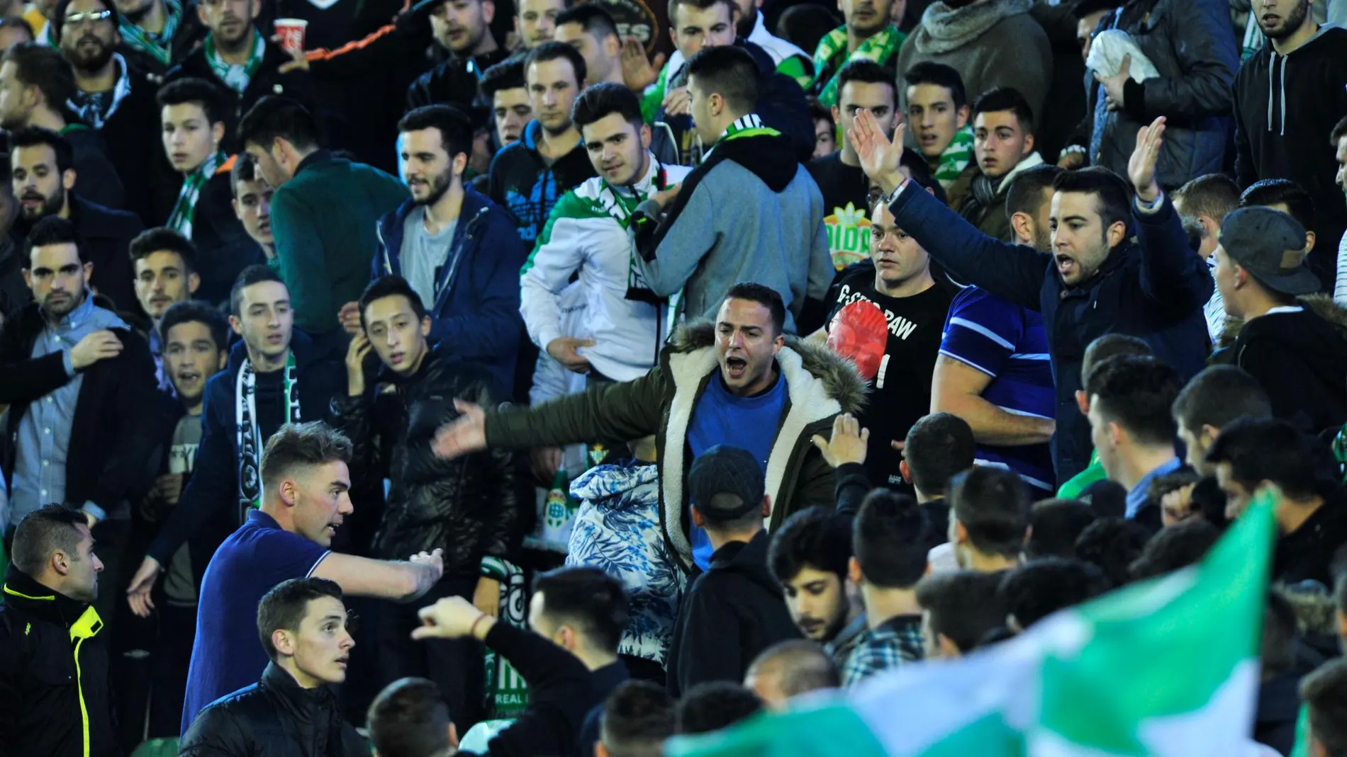 Aficionados del Real Betis en el Benito Villamarín