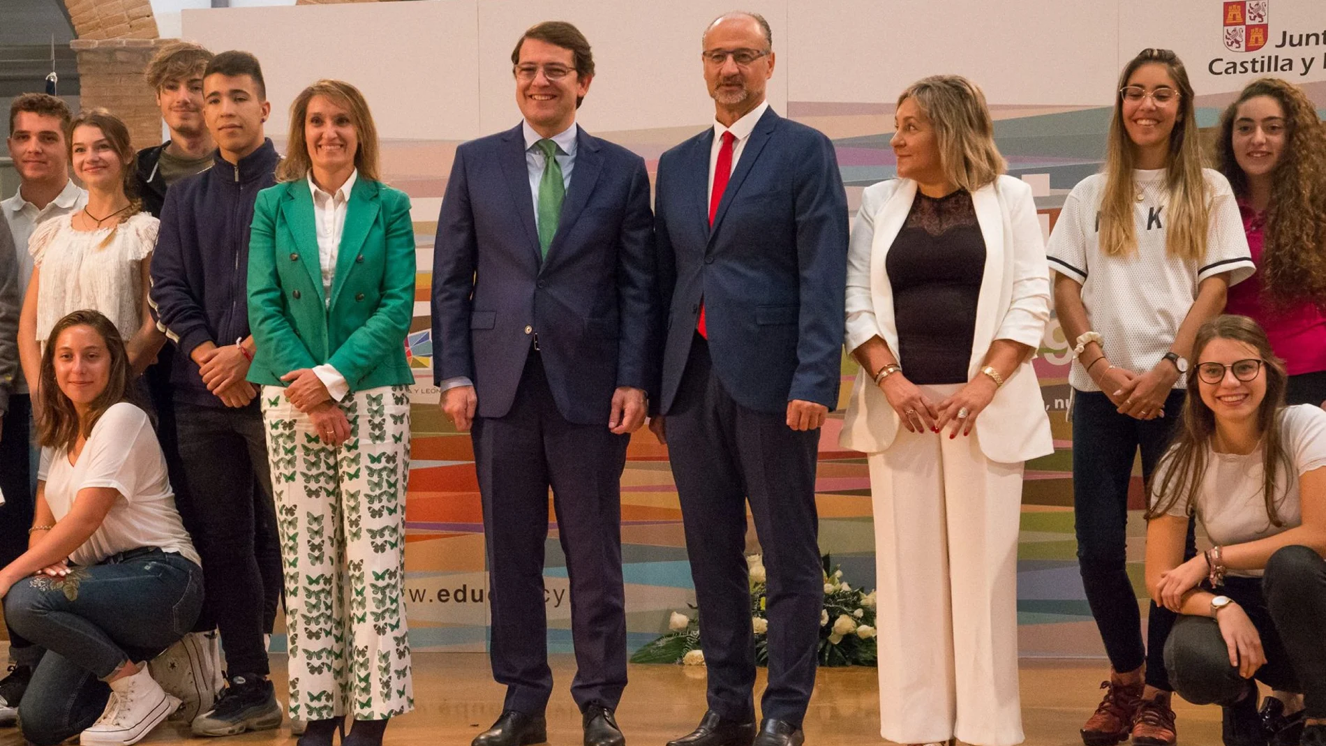 El presidente de Castilla y León, Alfonso Fernández Mañueco, inaugura en Zamora el curso de enseñanzas no universitarias, junto al de las Cortes, Luis Fuentes, y la consejera de Educación, Rocío Lucas