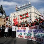 Los pensionistas se concentraron en la Puerta del Sol antes de acudir al Congreso
