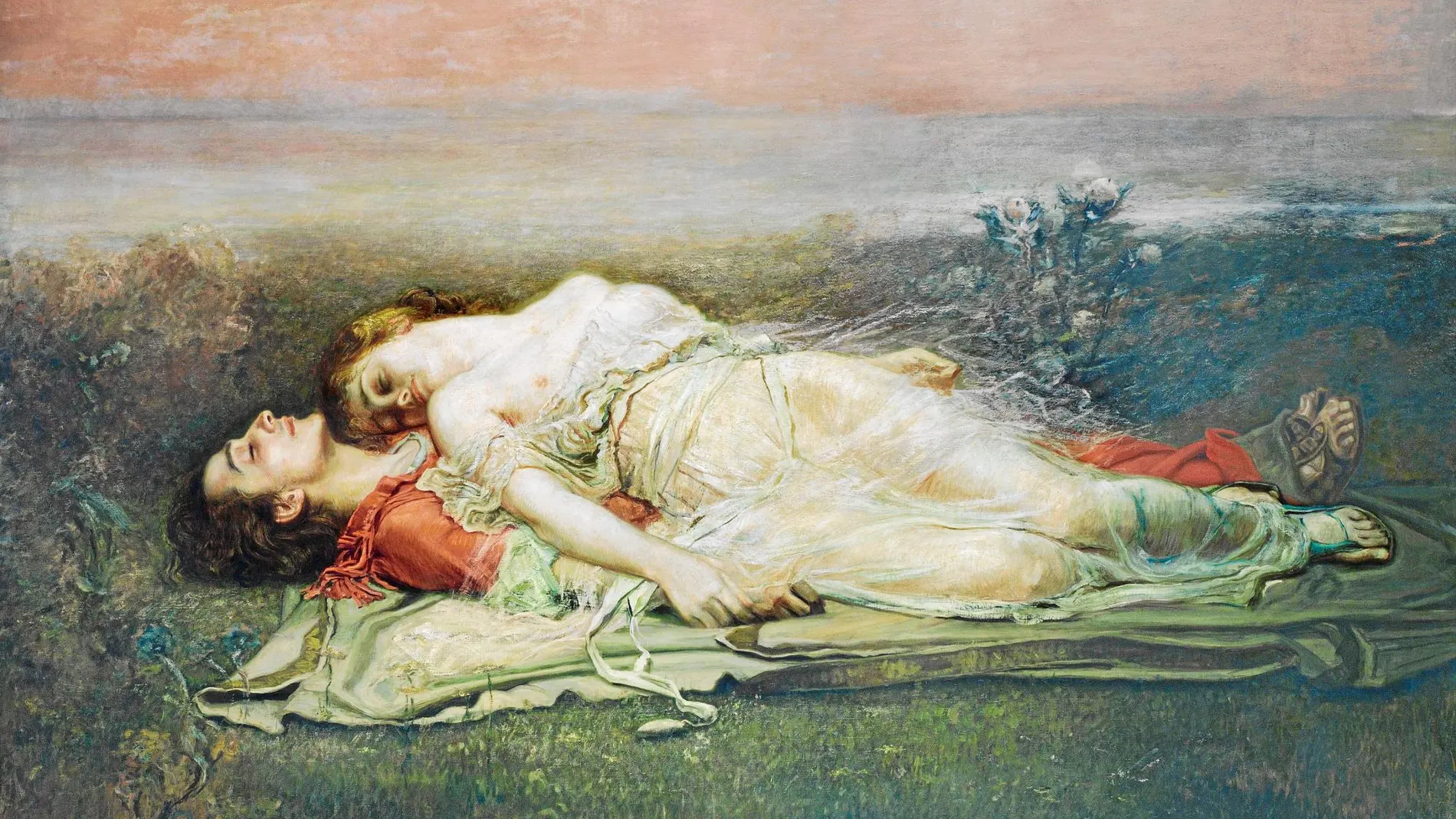 «Tristán e Isolda (La muerte)», de Rogelio de Egusquiza, representa el momento en el que ella cae envenenada sobre el cadáver de Tristán