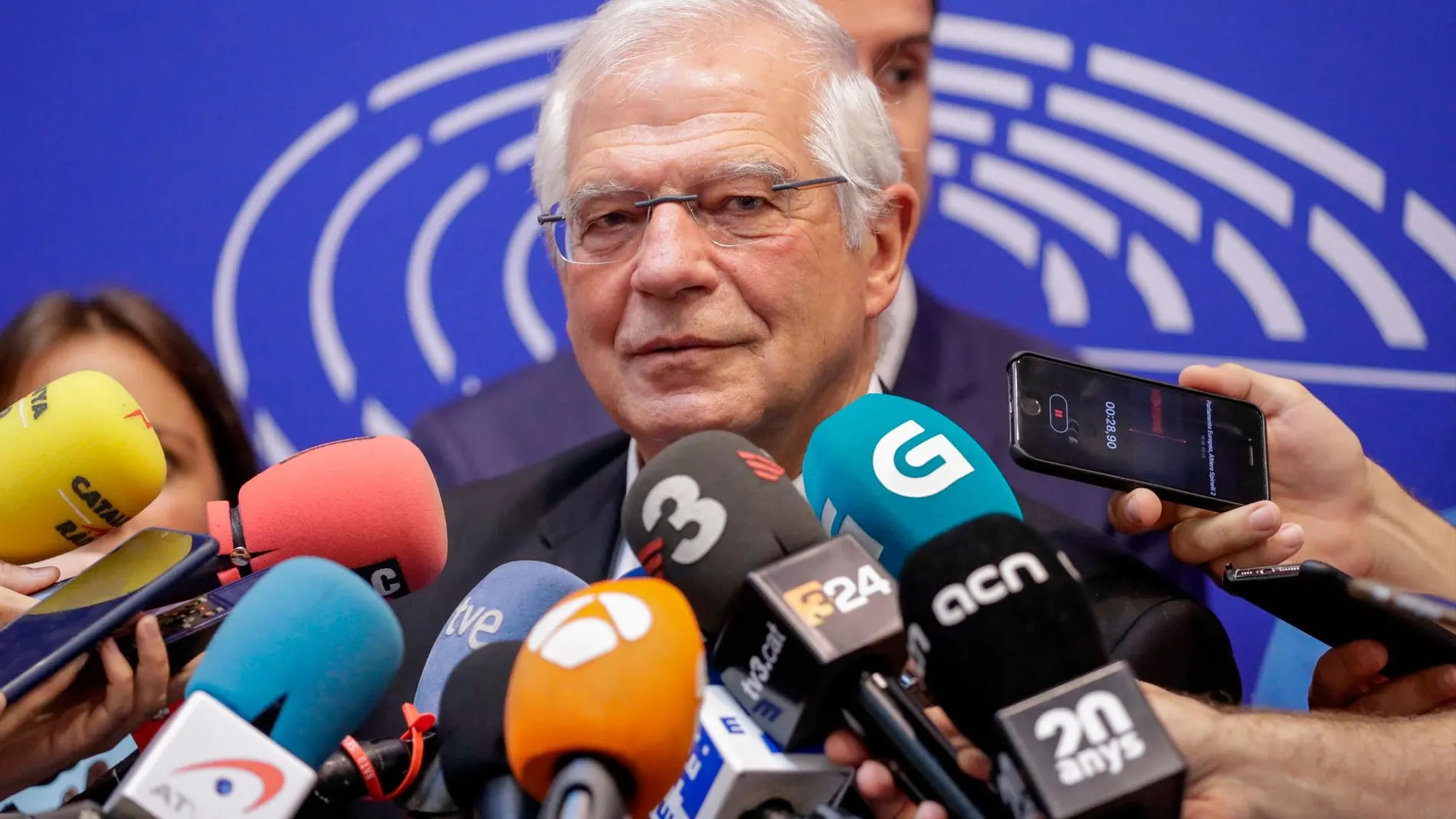 El ministro de Asuntos Exteriores, Josep Borrell, en el Parlamento Europeo. EFE/Stephanie Lecocq