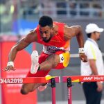 [Doha (Qatar), 30/09/2019.- Orlando Ortega of Spain in action during the men's 110m Hurdles heats at]