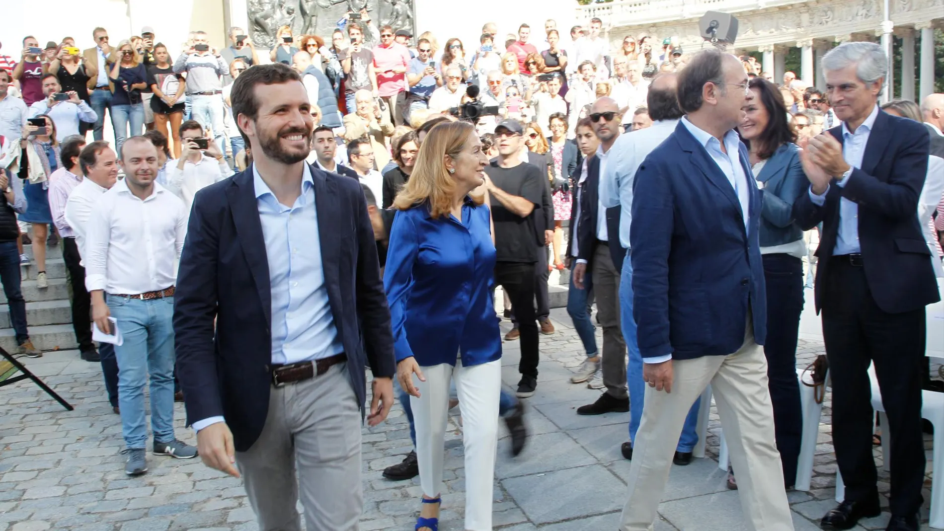 Casado, Pastor y García Escudero llegan al Retiro para presentar la candidatura del PP por Madrid al Congreso y al Senado