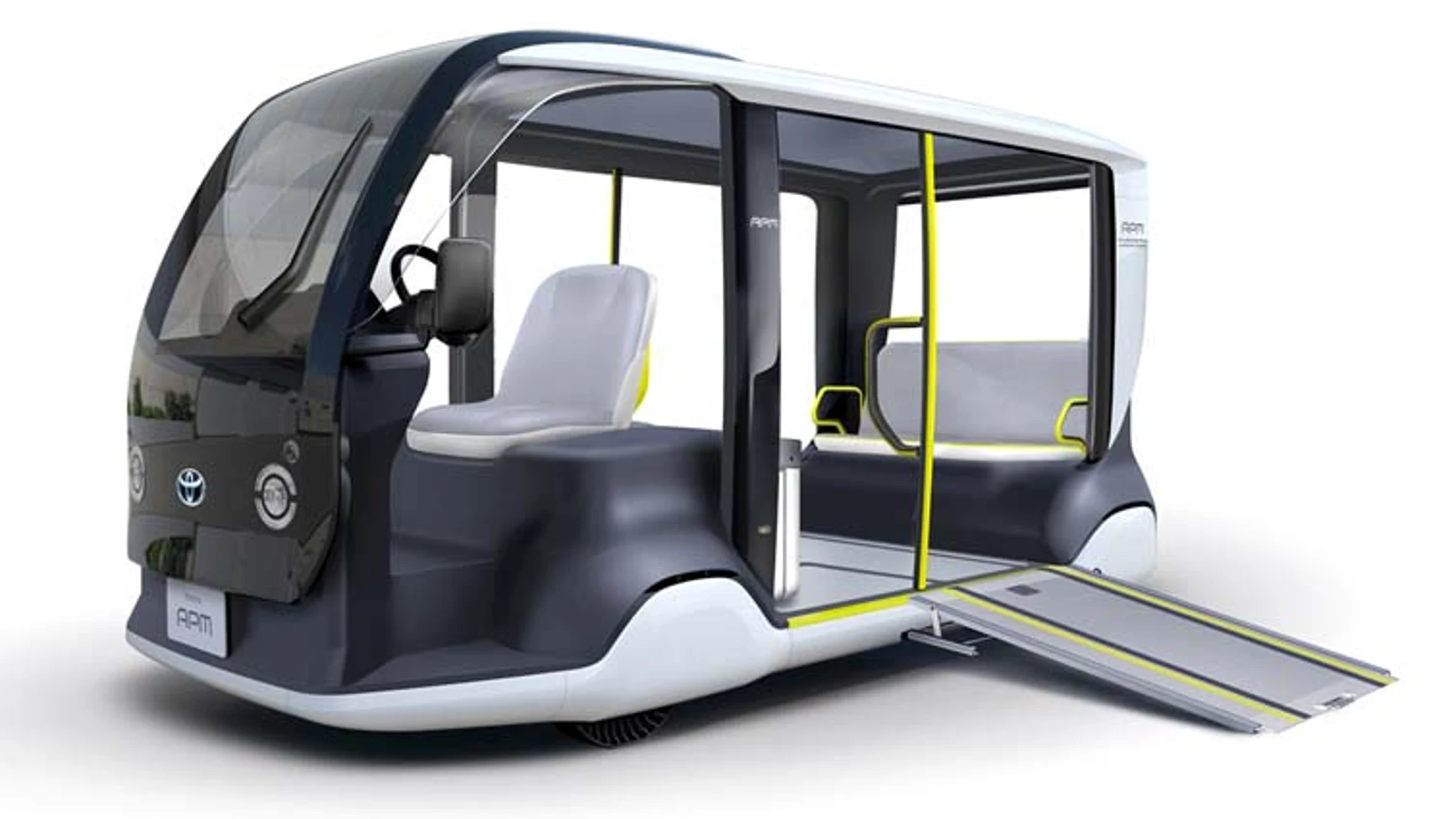 El Toyota APM es eléctrico y puede transportar hasta cinco pasajeros con movilidad reducida más conductor.