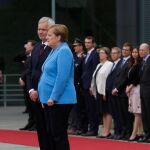 Angela Merkel hoy en la recepción del primer ministro finlandés, Antti Rinne