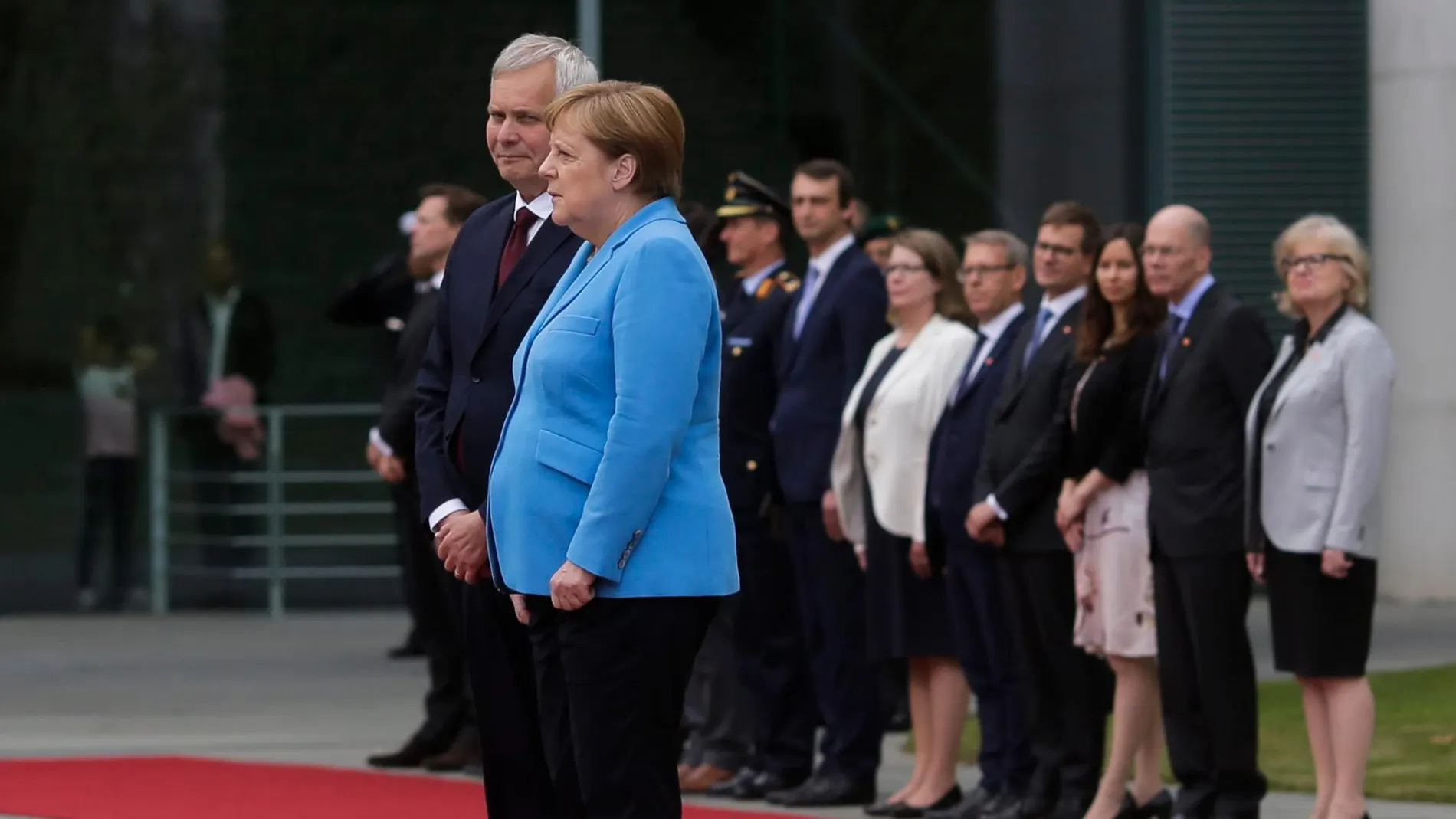 Angela Merkel hoy en la recepción del primer ministro finlandés, Antti Rinne