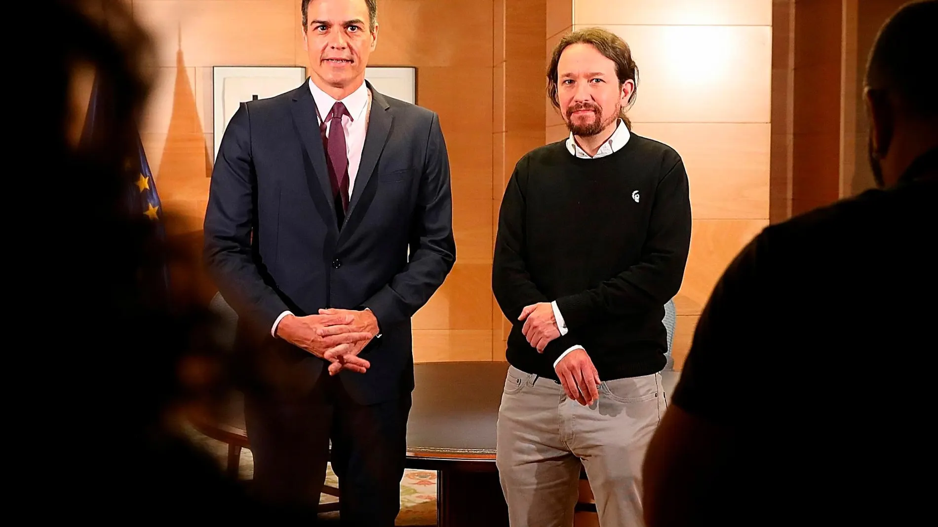 Sánchez e Iglesias, en la reunión mantenida la pasada semana en el Congreso. (Foto: Cristina Bejarano)